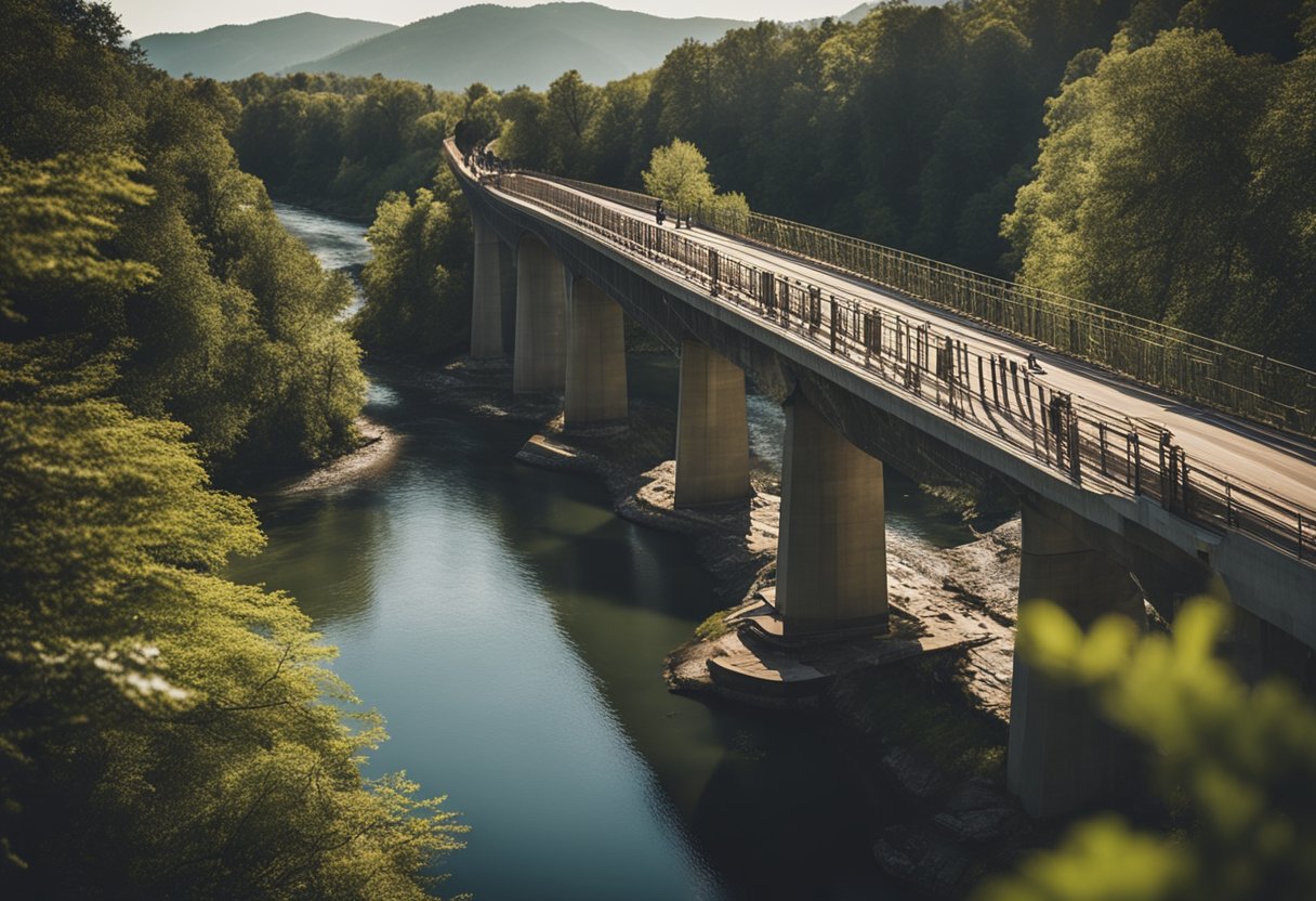 A bridge being built over a river, symbolizing the intersection of emotional security and accountability