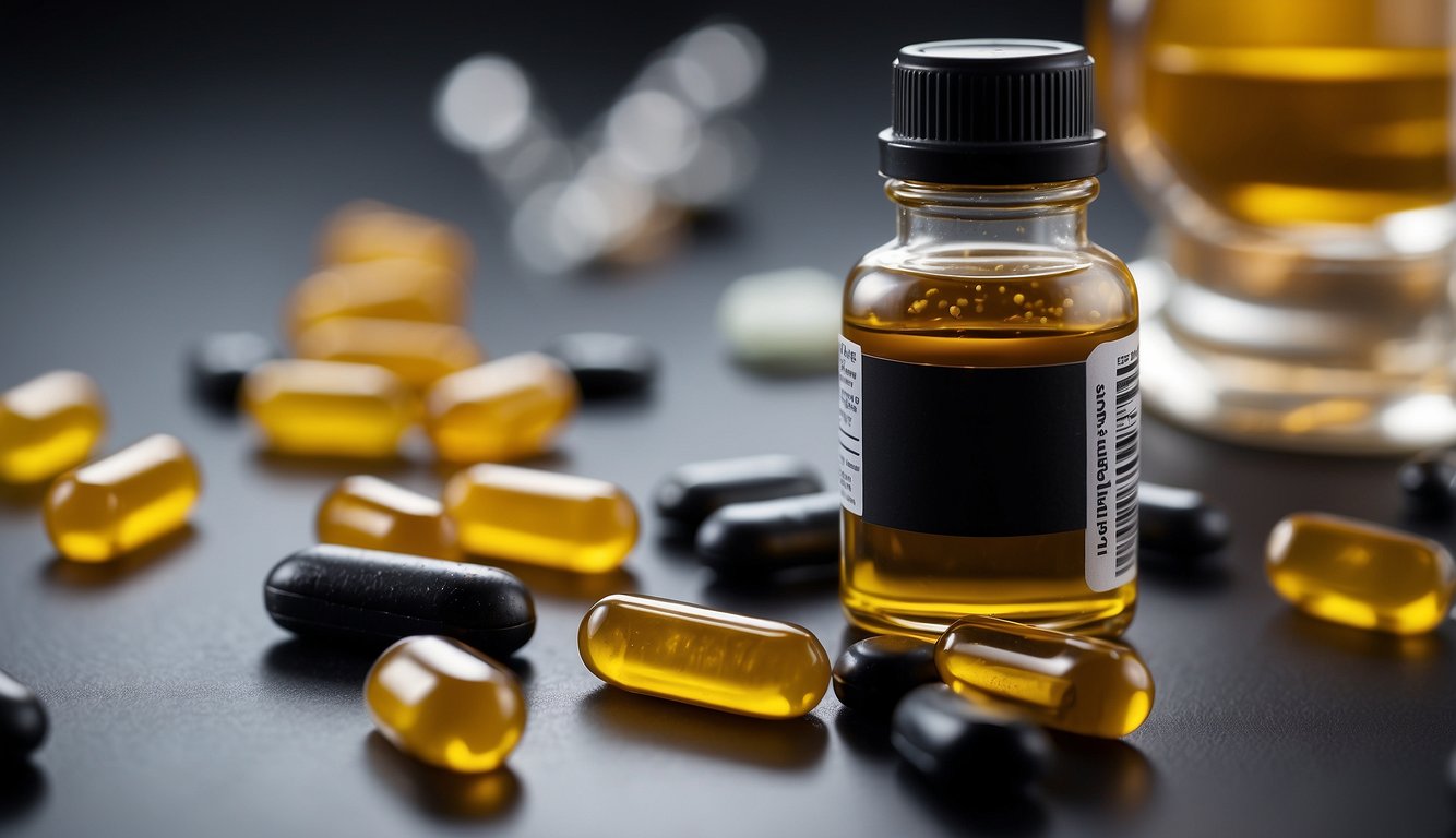 A bottle of pharmaceuticals interacts with licorice, showcasing its healing properties and potential side effects