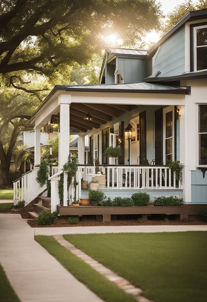 A cozy vacation rental in Waco, Texas, featuring a charming exterior with a welcoming porch and a picturesque backyard with a relaxing atmosphere