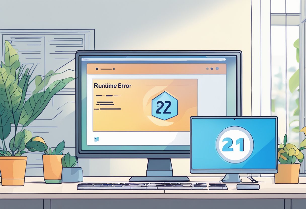 A computer screen displays a pop-up error message "Runtime Error 217" on a Windows 11 operating system