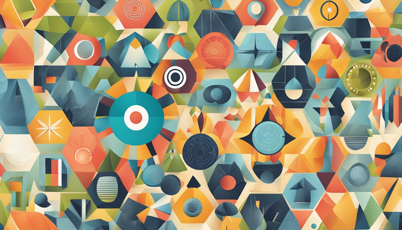 A diverse group of objects, each representing a unique characteristic, surrounds a central target symbolizing achievement