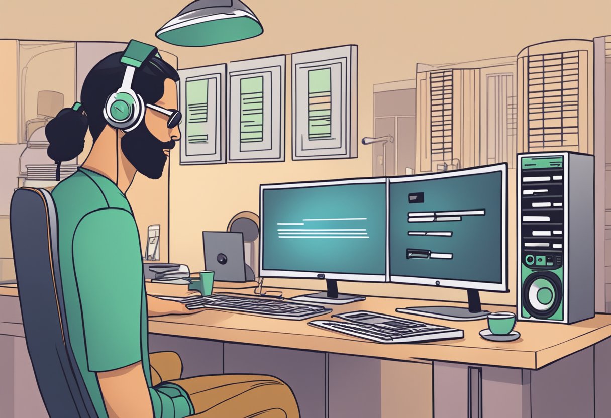 A computer screen displaying an error message "Spotify won't accept my email" with a frustrated user trying to troubleshoot the issue