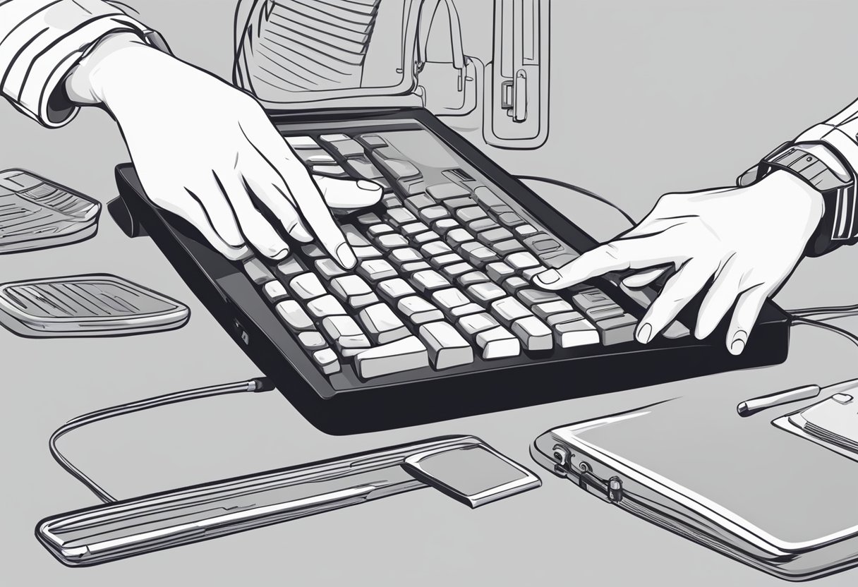 Two fingers on a touchpad, scrolling smoothly