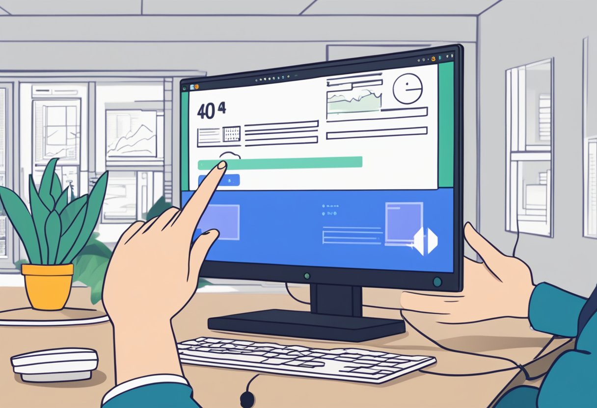 A computer screen displaying an error message "0x80004005" with a Windows 11 logo in the background. A hand reaching out to touch the screen, indicating an attempt to fix the error