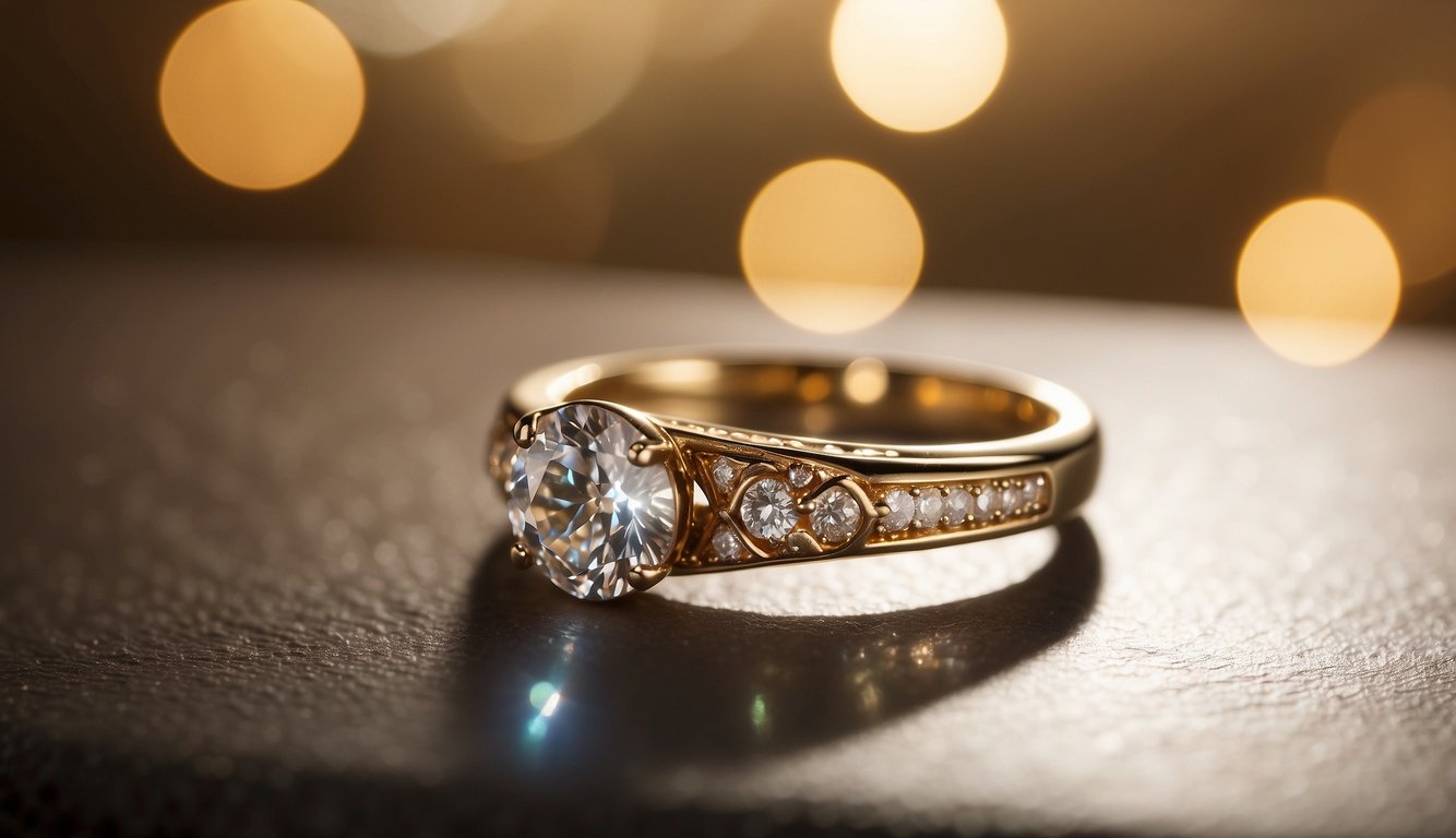 A radiant light shines down from above, illuminating a symbolic engagement ring surrounded by spiritual imagery and symbols of faith