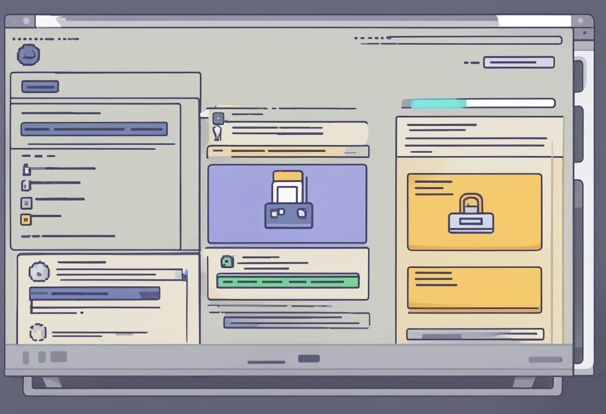 A computer screen displays a message: "You do not have permission to view message history on Discord." A lock icon is shown next to the message