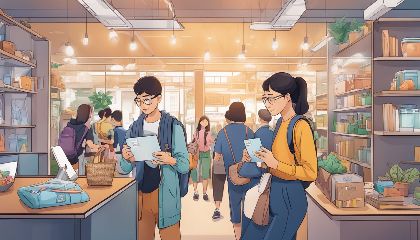 A student holds a DBS Live Fresh Student Card in Singapore, surrounded by lifestyle perks and privileges