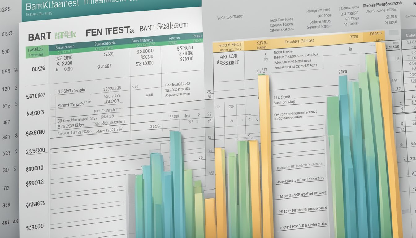 A bank statement with clear labels for interest rates and fees