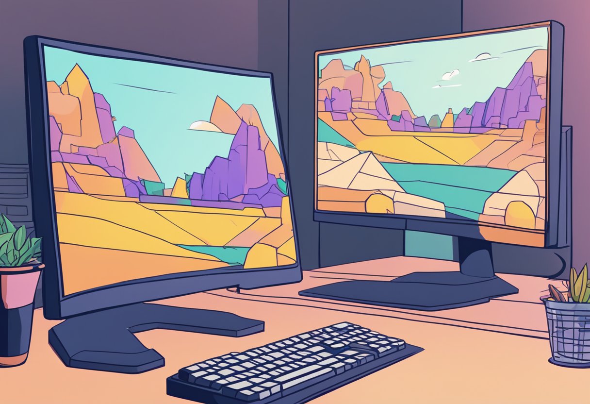 A computer screen with a game launching on the wrong monitor, while the other monitor remains inactive