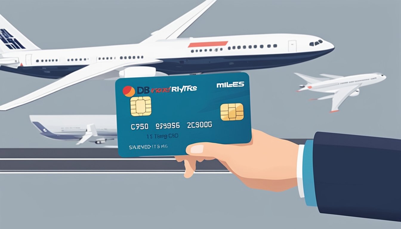 A person swiping a DBS credit card to redeem miles for a KrisFlyer flight to Singapore