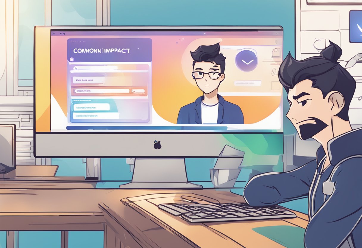 A computer screen displays an error message "Common Login Error Causes Genshin Impact Can't Login" with a frustrated expression