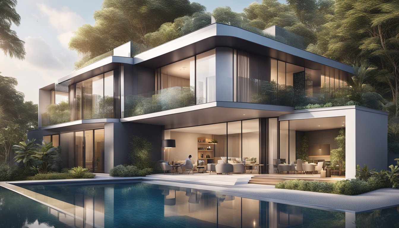 A modern home with a sleek, high-tech design, showcasing the benefits of a DBS multiplier home loan in Singapore