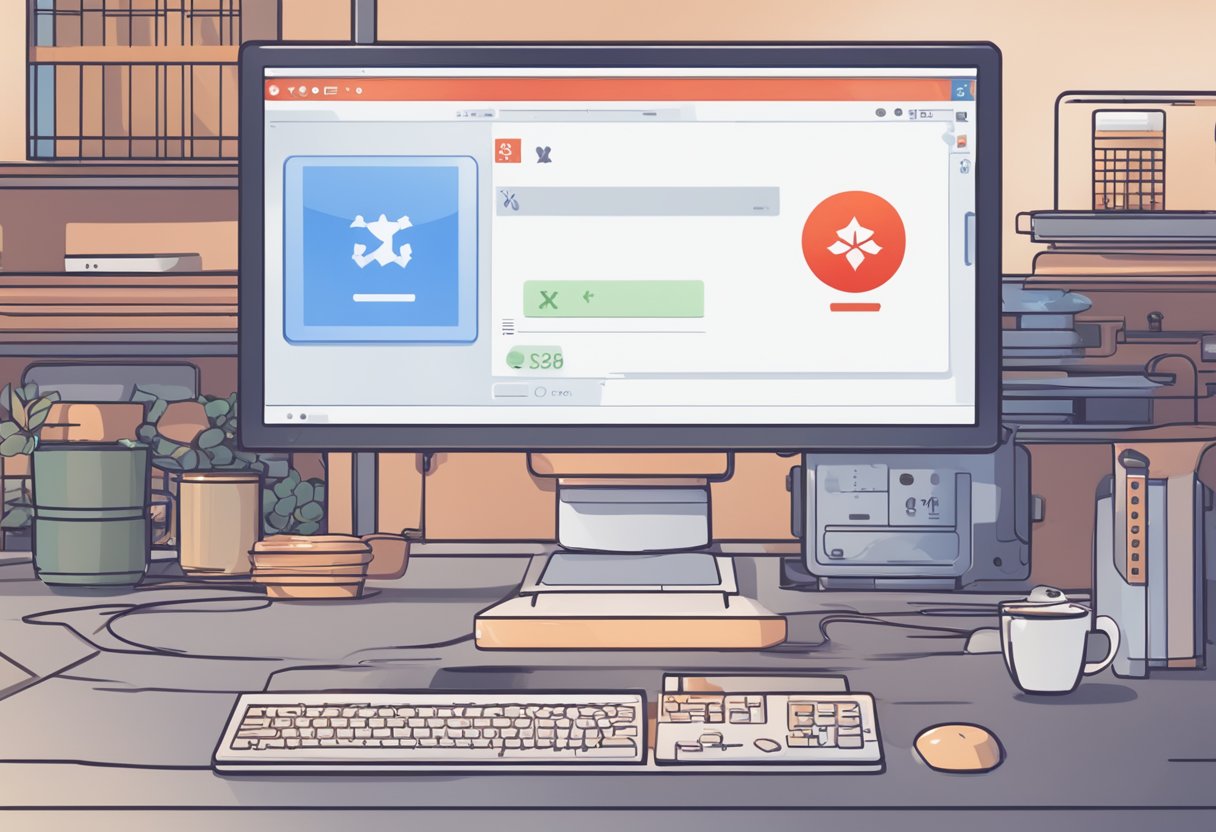 The computer screen displays an error message: "Genshin Impact failed to connect to server." The server icon shows a red X, indicating connectivity issues