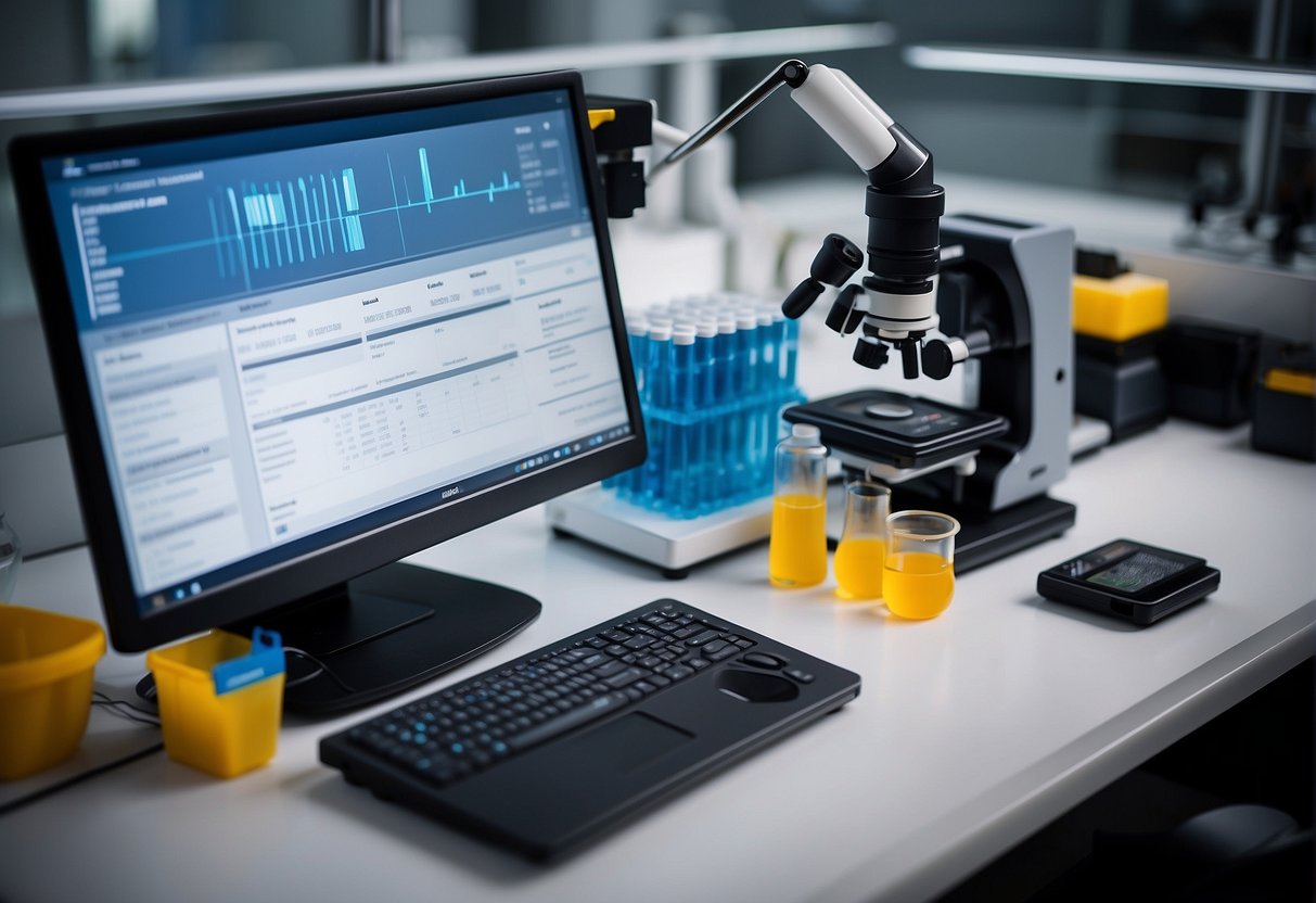 How to Implement ISO 17025 - Lab equipment arranged for ISO 17025 implementation: manuals open, staff training materials, and calibration tools ready