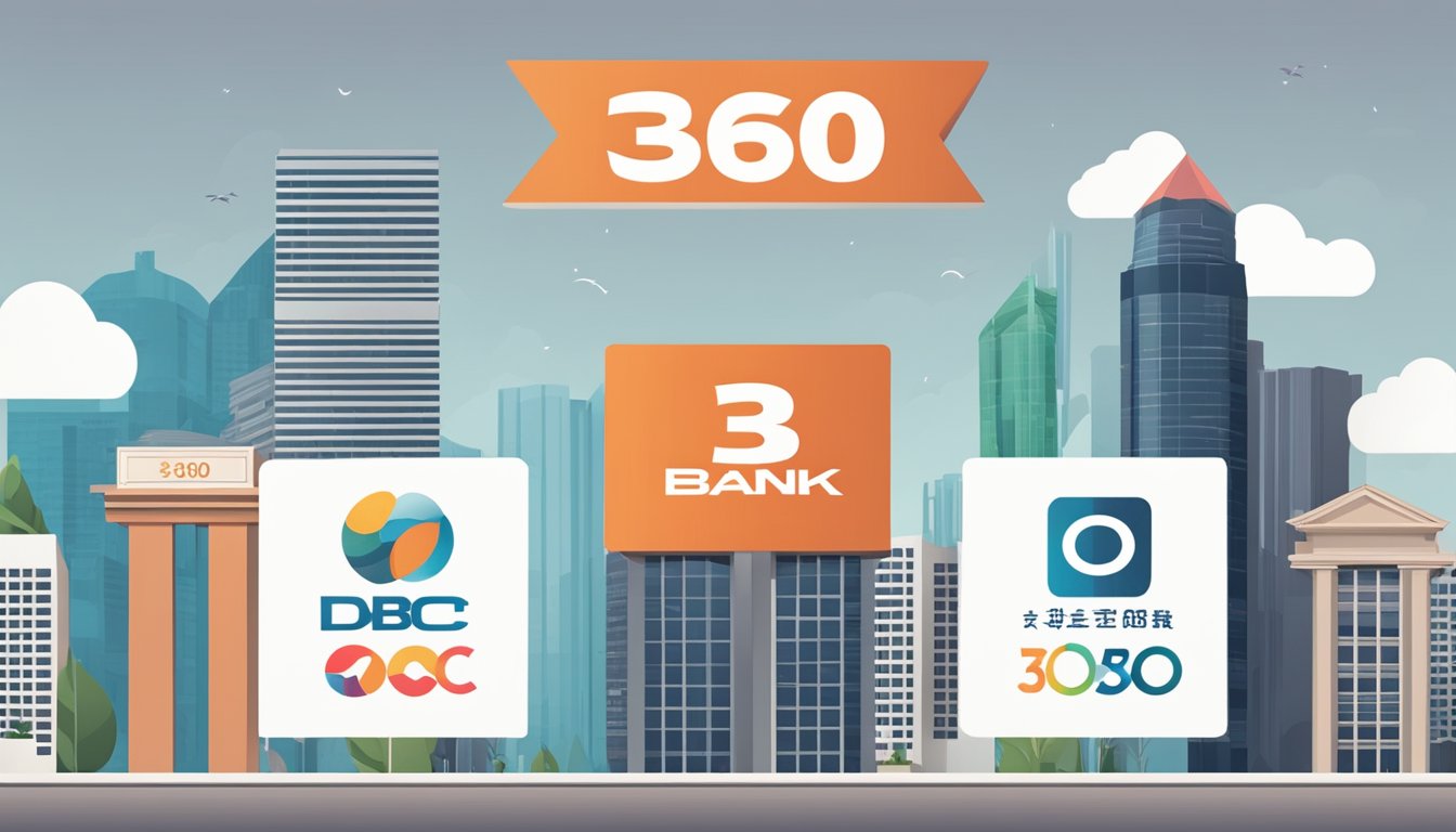 Two bank logos side by side with a chart showing interest rates. dbs multiplier vs ocbc 360 singapore