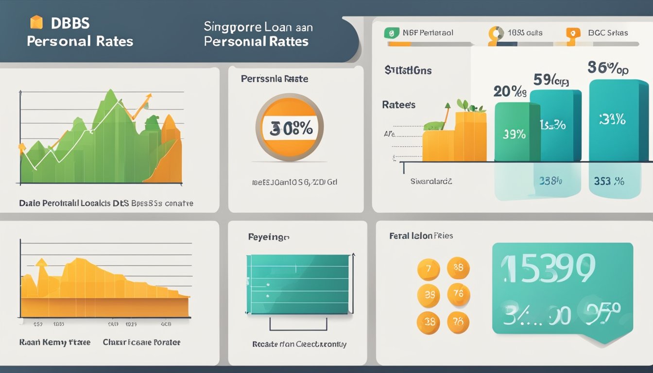 A chart displaying DBS personal loan interest rates in Singapore. The rates are clearly labeled and organized for easy reference