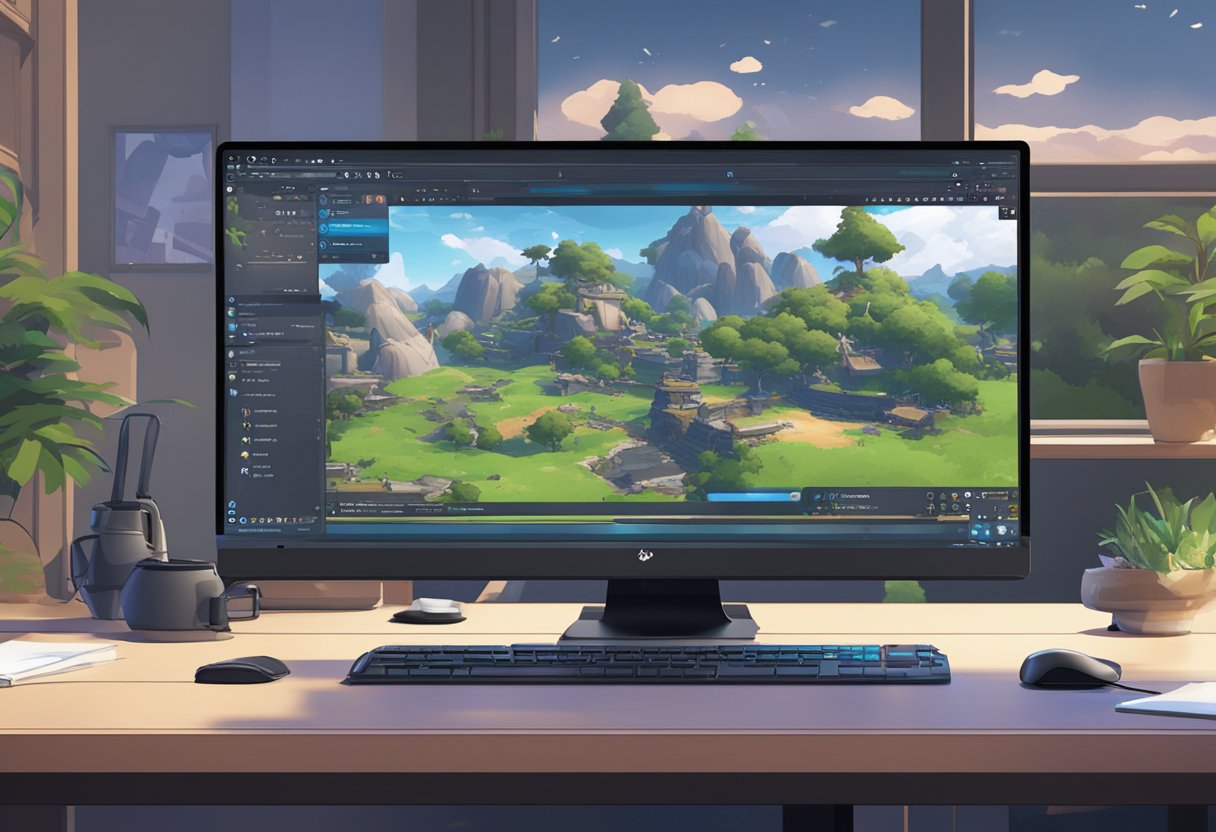 A computer screen displays OBS with Genshin Impact running, but the game is not showing up in the OBS interface