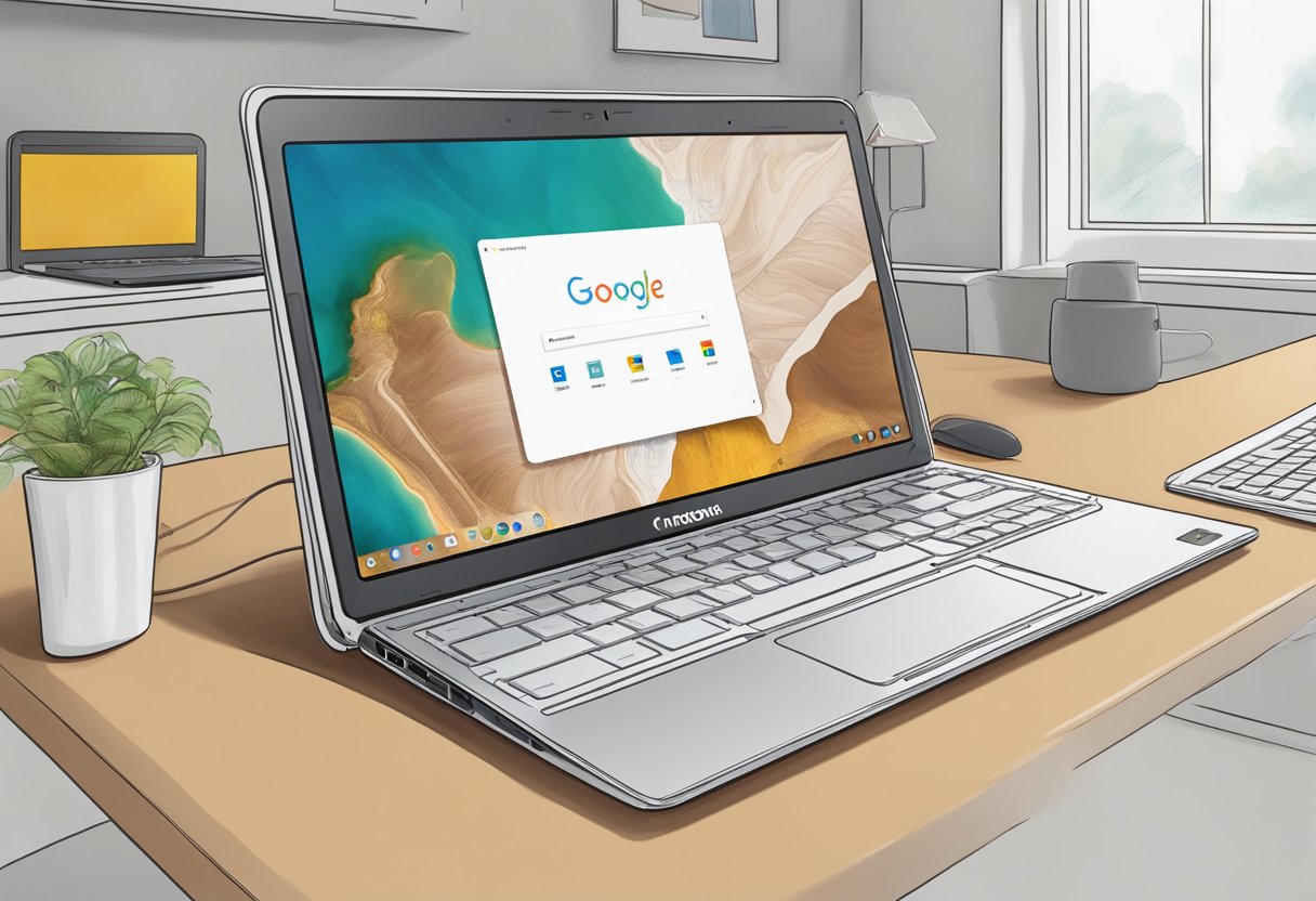 A Chromebook being set up with Windows installation process on display