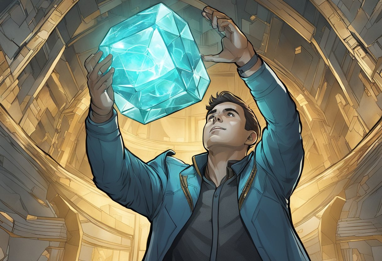 A Guardian acquires the Witherhoard Catalyst from a chest in the Vault of Glass, holding it triumphantly aloft