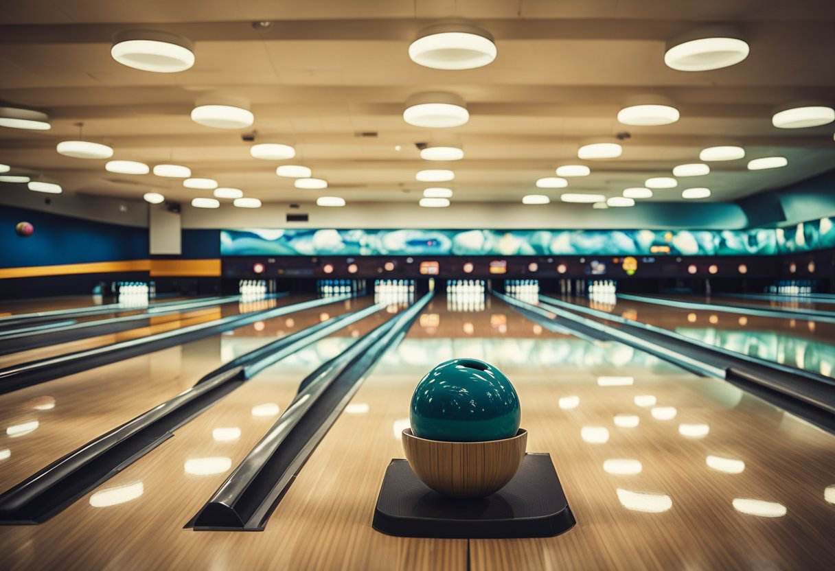 Bowling alley with advanced equipment, focused players, and coaching sessions