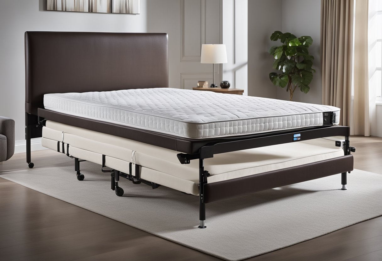 An adjustable bed with attached bed rails, showing compatibility and ease of use