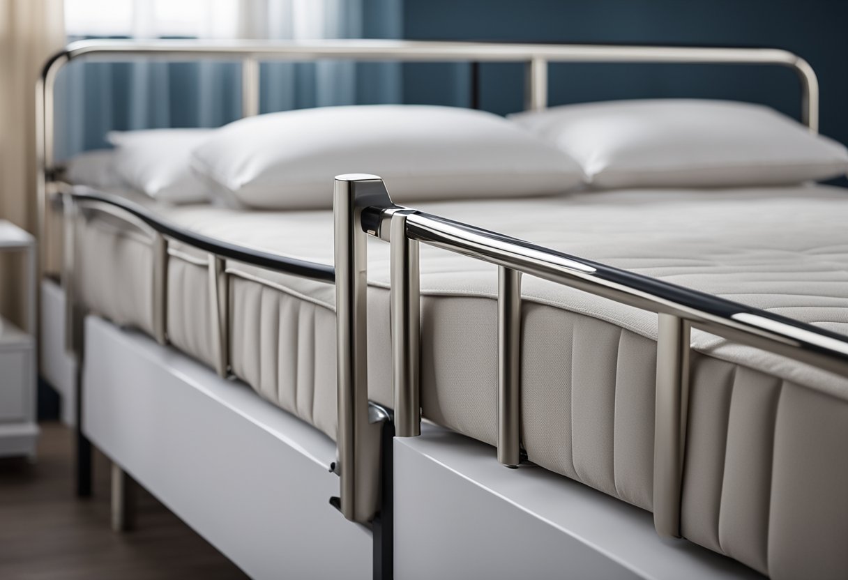 A variety of bed rails are shown next to different models of adjustable beds, demonstrating their compatibility and functionality