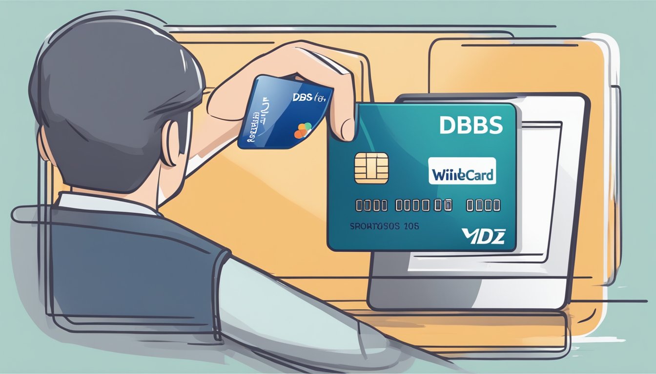 A person swiping a DBS credit card to earn KrisFlyer Miles