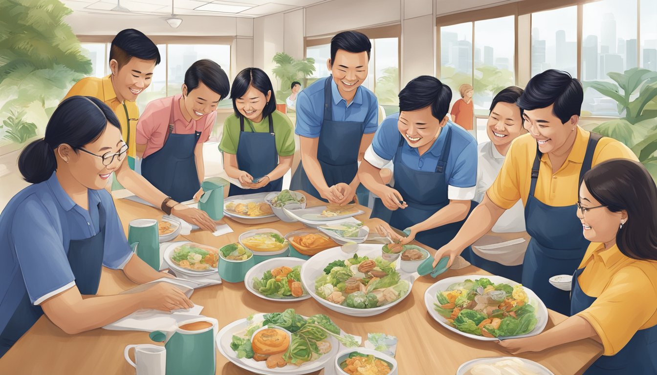 A group of people from DBS Singapore Airlines engage with the local community, demonstrating corporate social responsibility through various activities