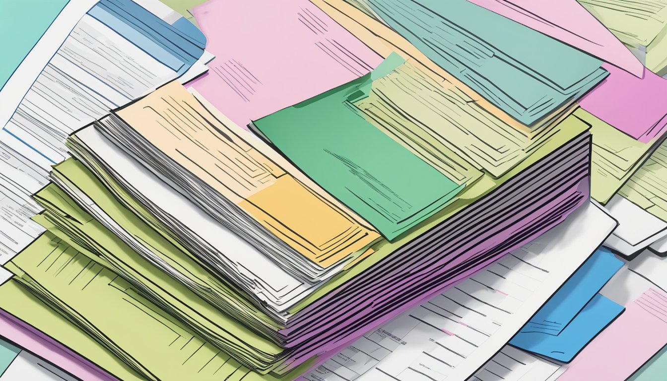 A stack of DBS student loan documents with interest rates highlighted