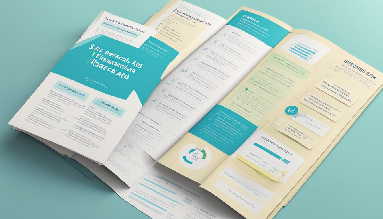 A student loan brochure with a list of additional financial aid options, including interest rates, displayed on a desk