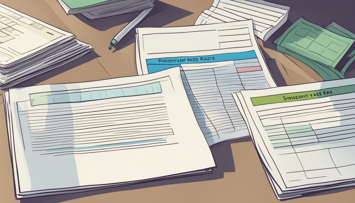 A stack of papers labeled "Frequently Asked Questions" with a Singapore student loan interest rate chart in the background