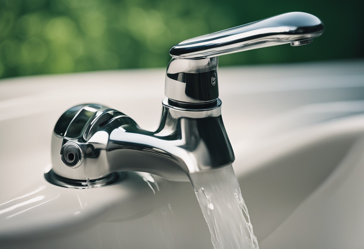 A dripping faucet is shown with a wrench and a step-by-step guide titled "How to Fix a Leaky Faucet" in Danish