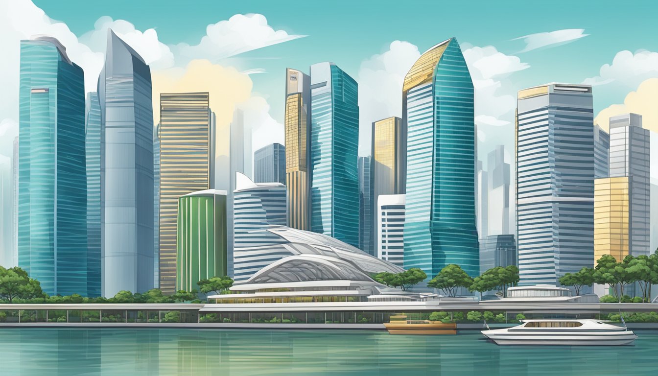 The iconic skyline of Singapore with the prominent building of the Development Bank of Singapore standing tall amidst modern architectural marvels