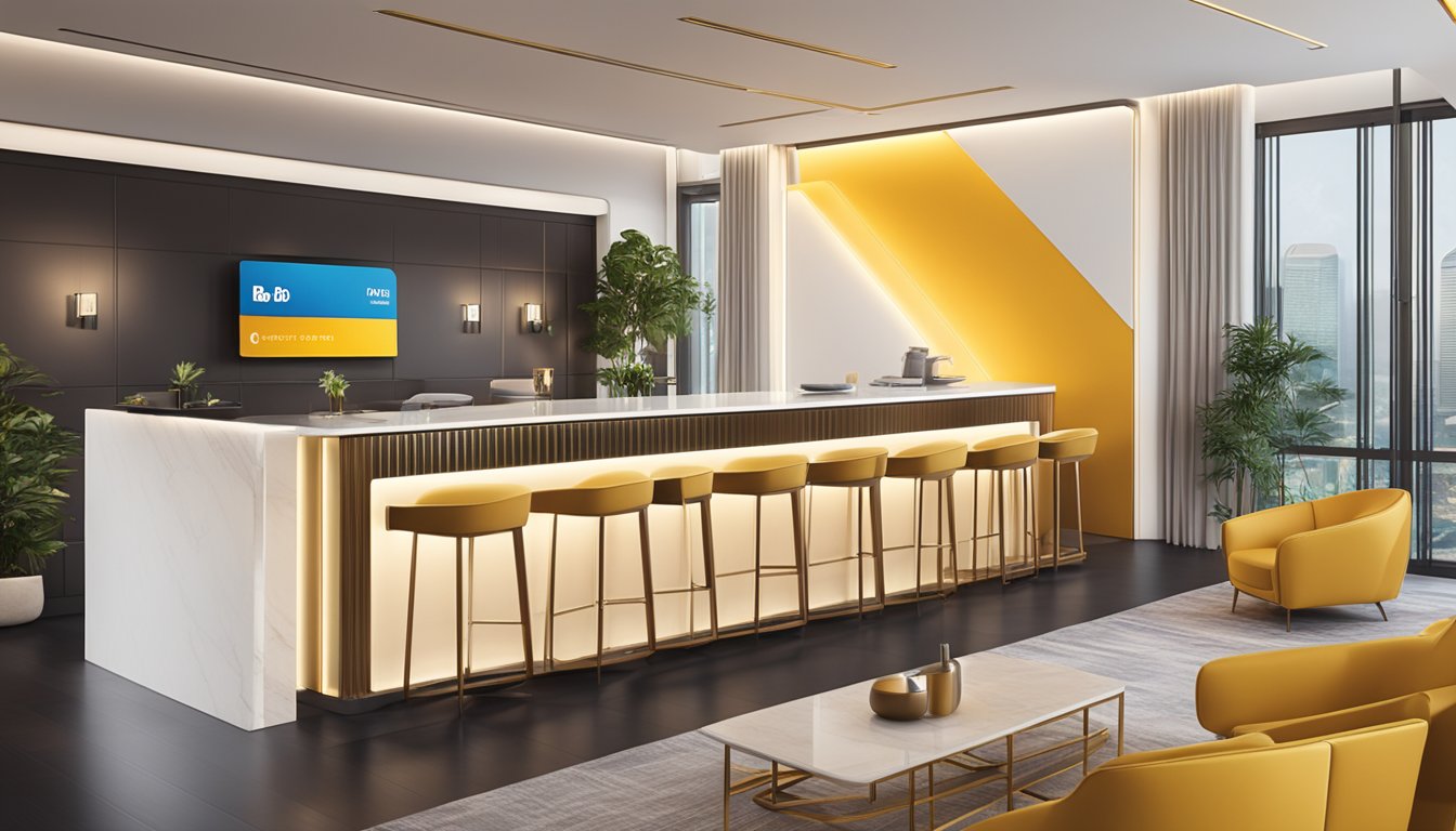 A Digibank debit card is placed on a sleek lounge table in Singapore, with a modern and luxurious setting in the background