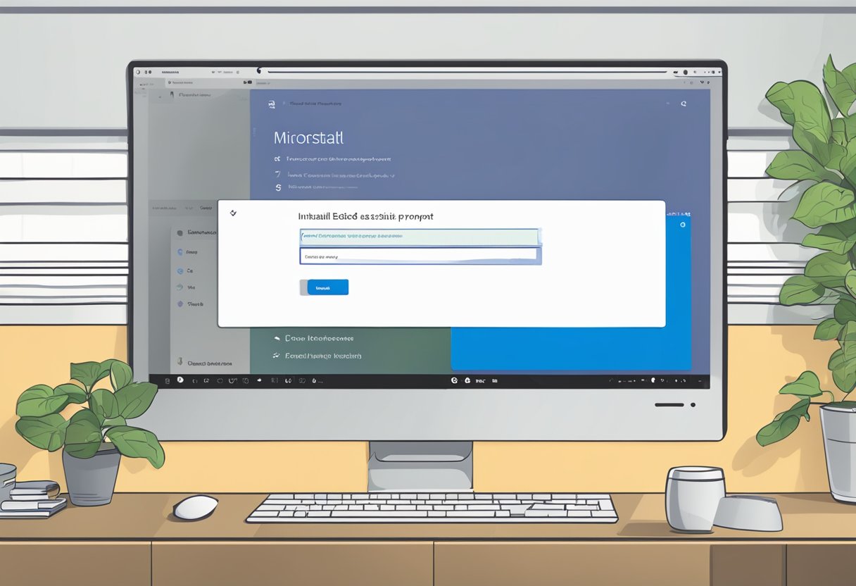 A computer screen displaying Microsoft Edge with a cursor hovering over the uninstall button. A window prompt confirming the action