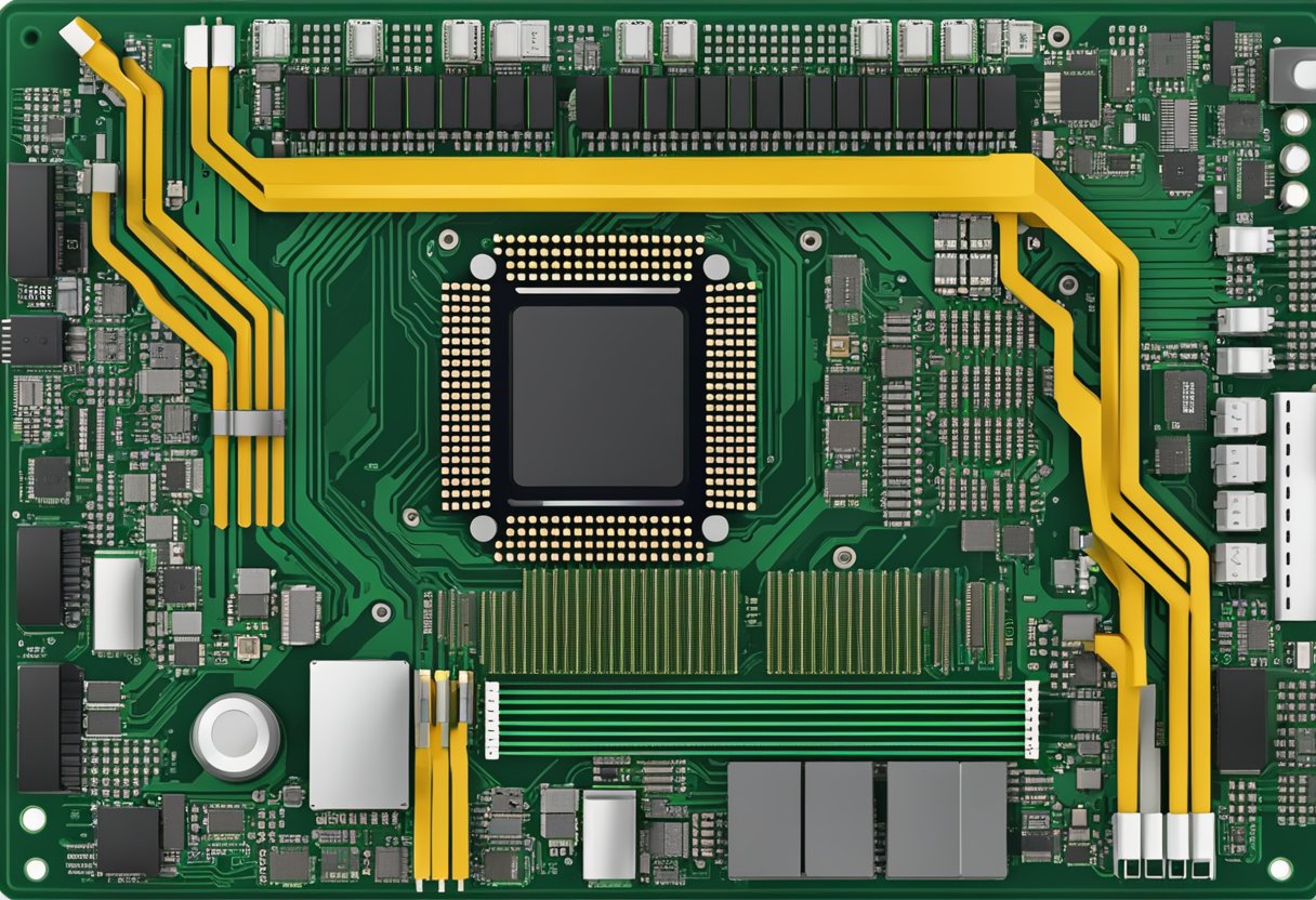 A computer motherboard with two slots, one labeled "integrated graphics" and the other "dedicated graphics card," with lines connecting them to the CPU