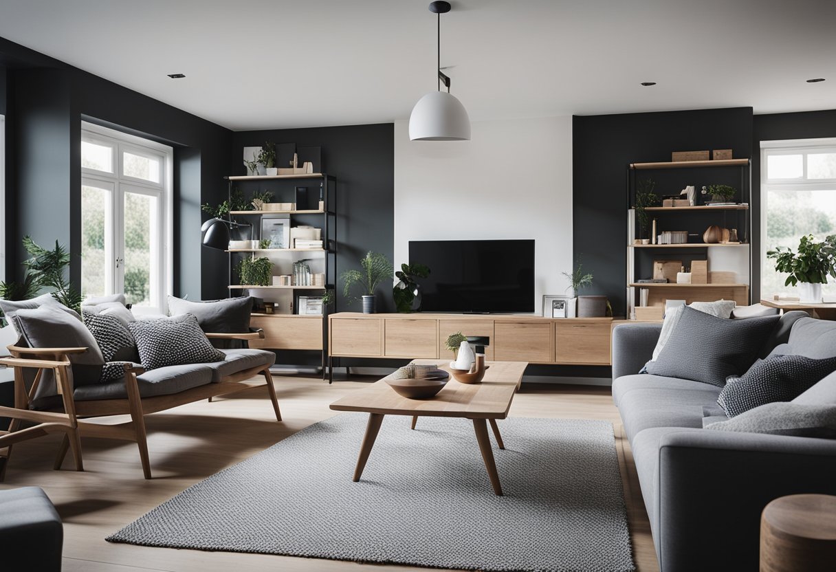 A modern Danish home with sleek furniture and clean lines contrasts with a traditional Danish home with cozy, rustic decor