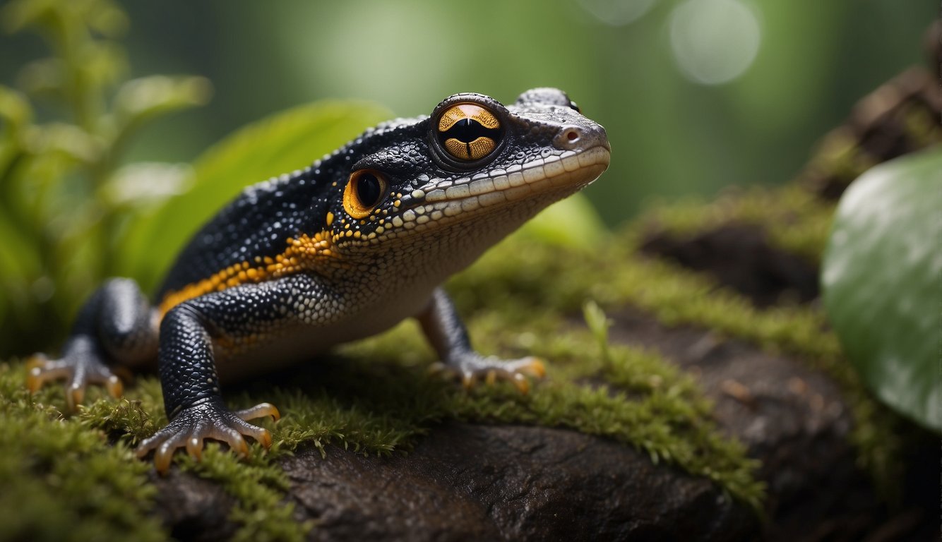 A newt stands out among other amphibians, showcasing its unique features for an illustrator to capture
