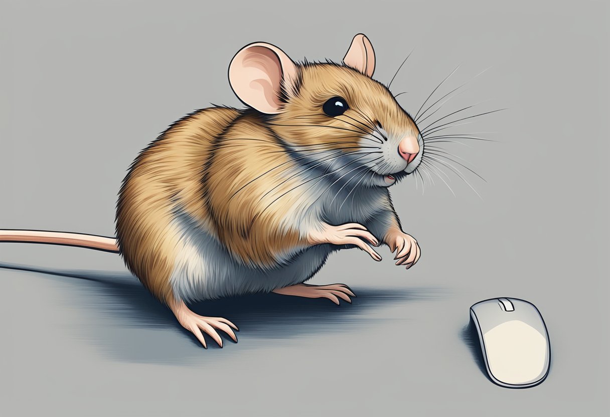 A mouse with a visible clicker being repeatedly pressed with force