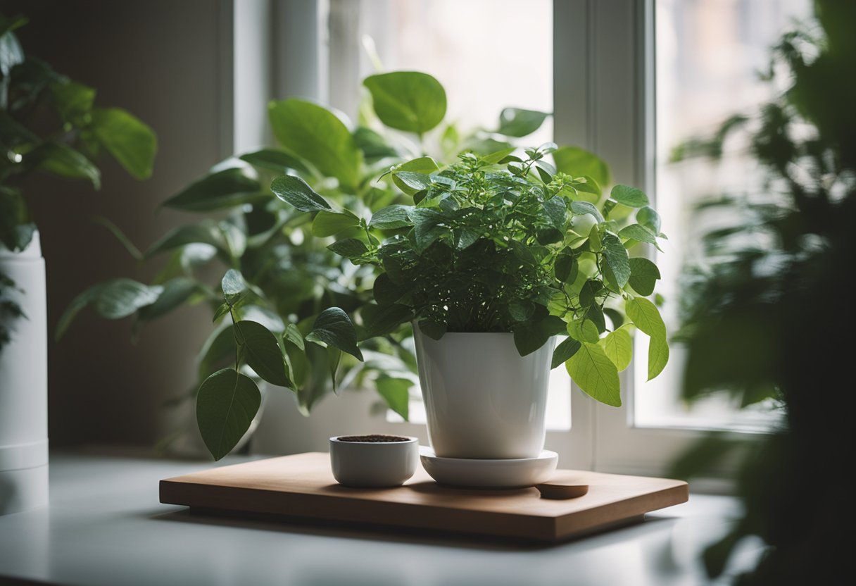 A cozy home with natural light and plants, promoting a sense of calm and well-being