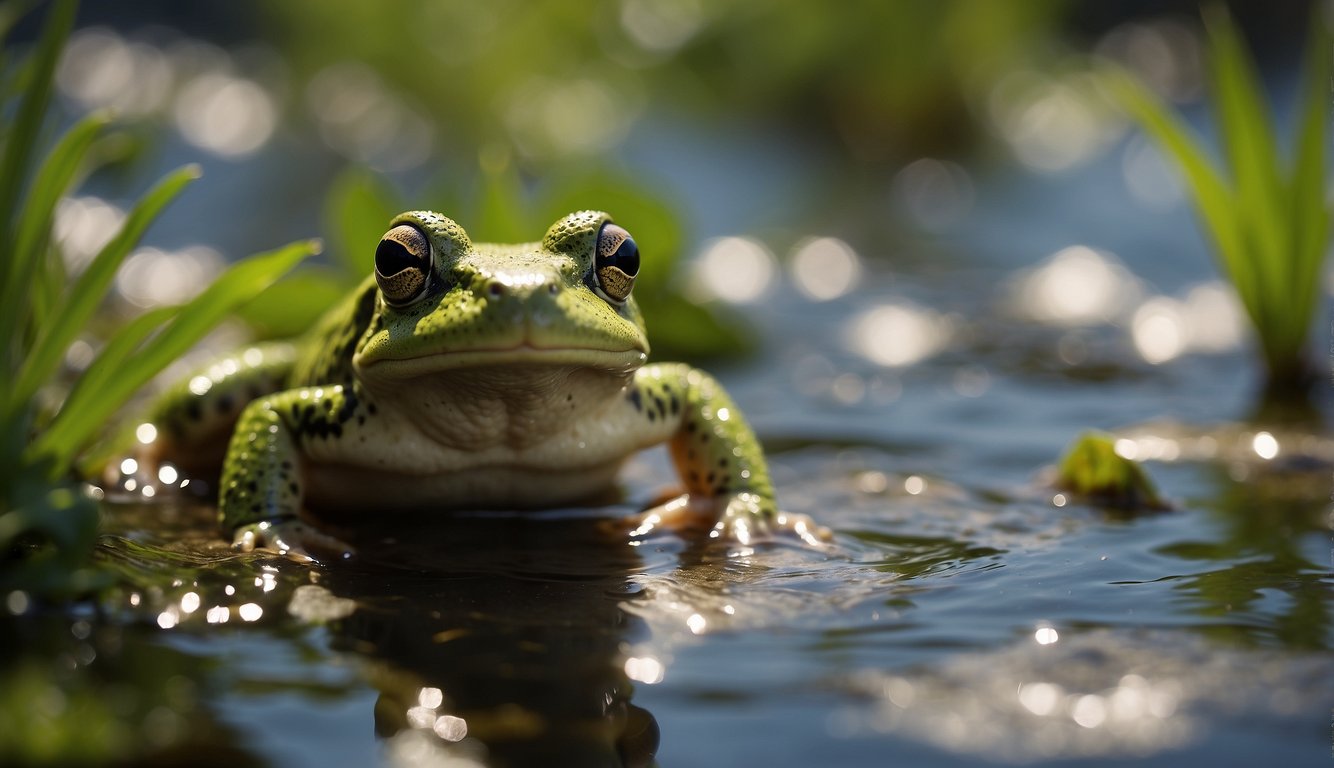 Amphibians in water and on land, in natural habitat
