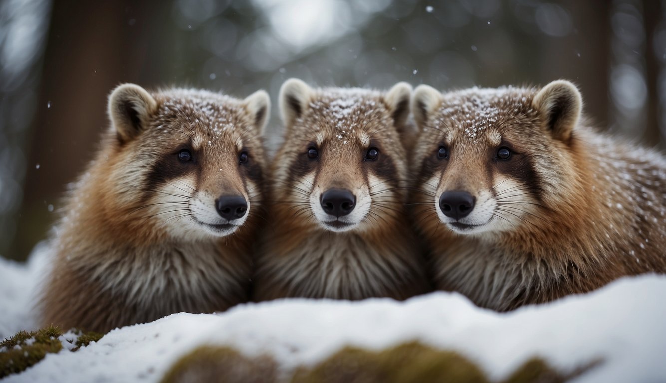 Mammals huddled together, radiating warmth, surrounded by insulating fur