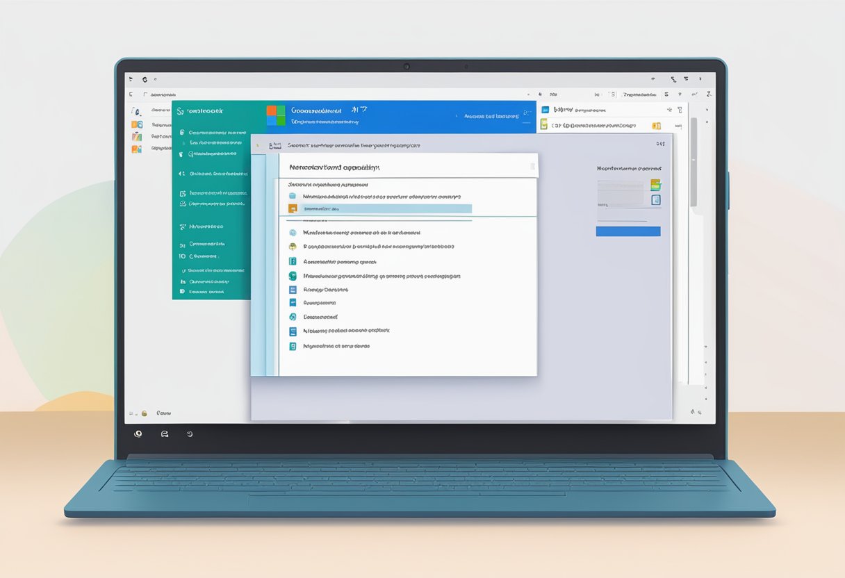 A computer screen displaying the Microsoft Windows 11 system requirements and compatibility information, with a question mark hovering above it