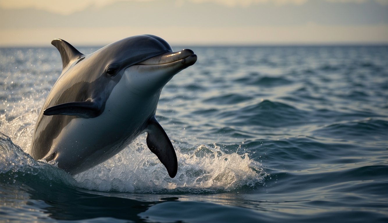 A dolphin emits high-frequency clicks and listens for the echoes to locate prey in the murky ocean depths