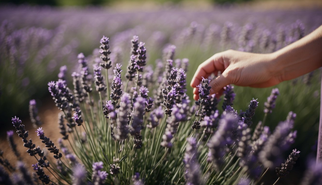 Lavender flowers being harvested and used in crafting and DIY projects