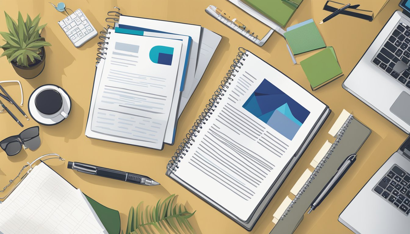 A housing grant brochure lies open on a desk, surrounded by a laptop, pen, and notepad. The words "Frequently Asked Questions" stand out prominently on the cover