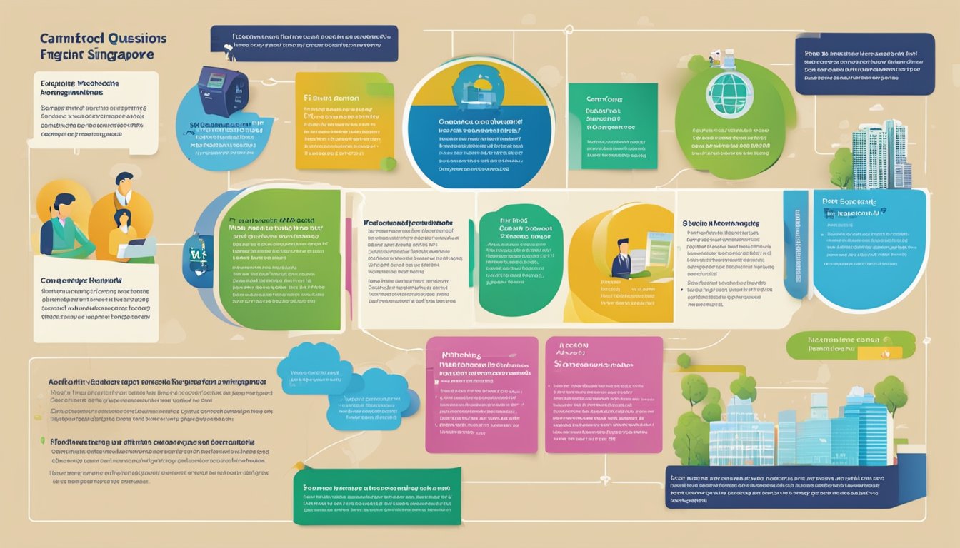A colorful infographic showing "Frequently Asked Questions" about the enhanced CPF grant in Singapore, with clear and engaging visuals
