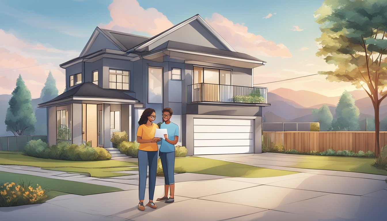 A couple happily receiving CPF housing grant approval letter in their new home