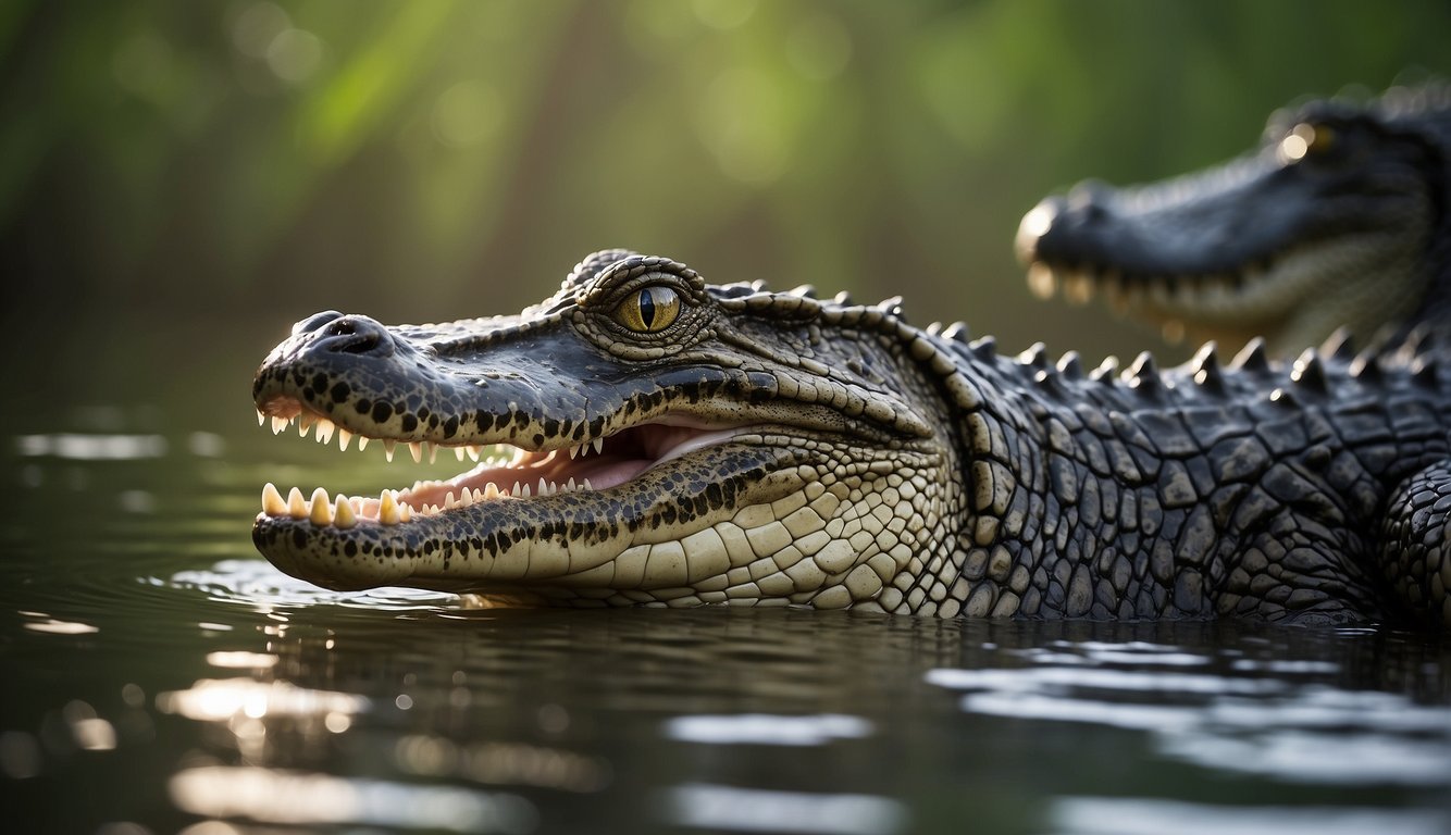 Crocodiles lurk in murky, tropical waters, while alligators prefer freshwater marshes.

Their behaviors differ, with crocodiles known to be more aggressive hunters