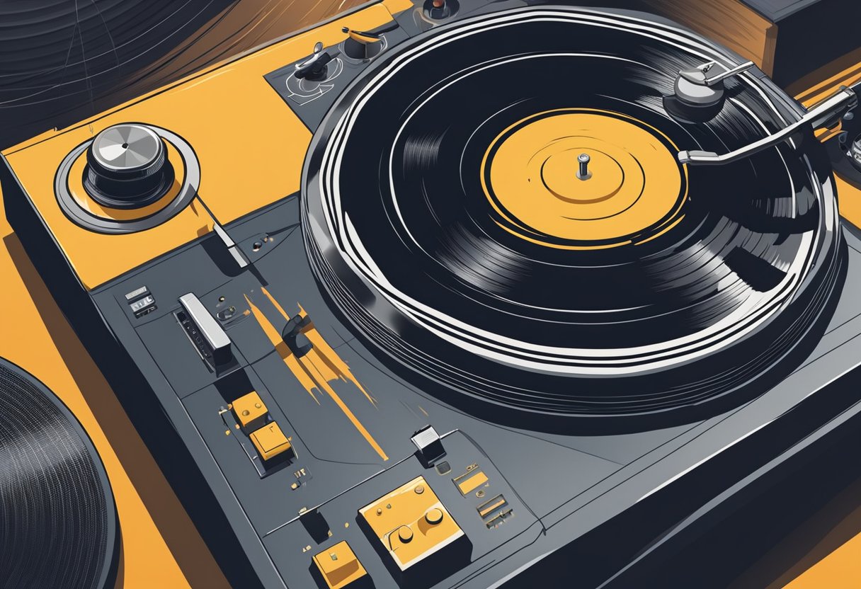 A turntable spins, vinyl scratches, and speakers thump to the rhythm of hip hop beats